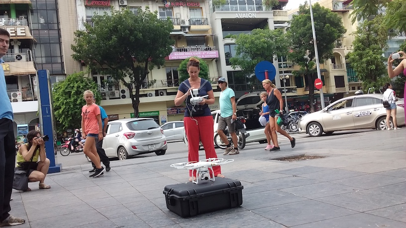drone flying in hanoi vietnam