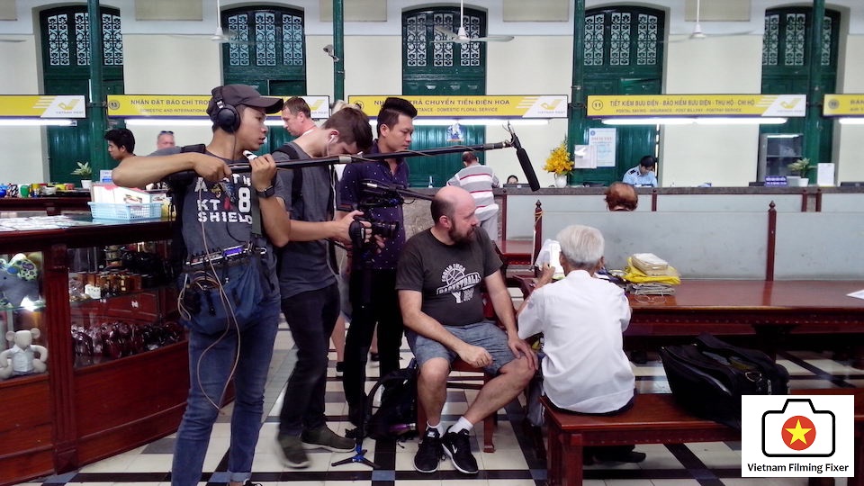 filming at saigon post office Mr. Ngo