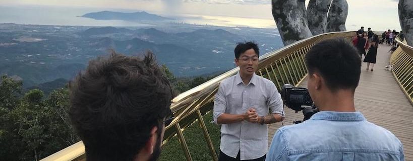 Filming at golden bridge Bana hills Da Nang